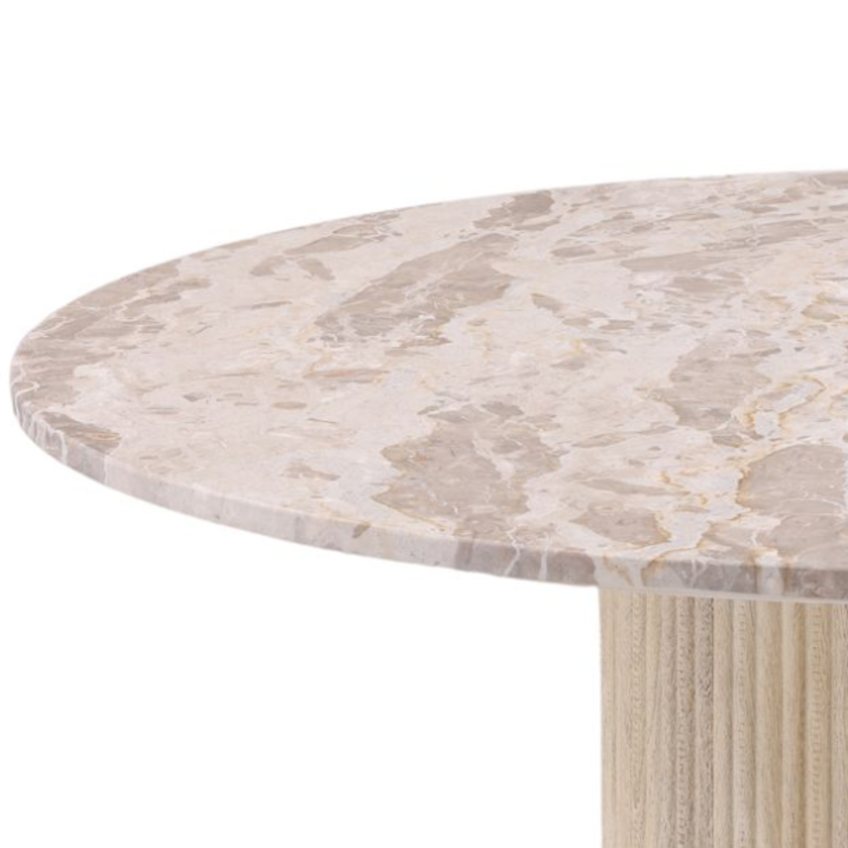Outside The Box 48" Nyla Light Natural Mango Wood & Tendu Marble Round Dining Table