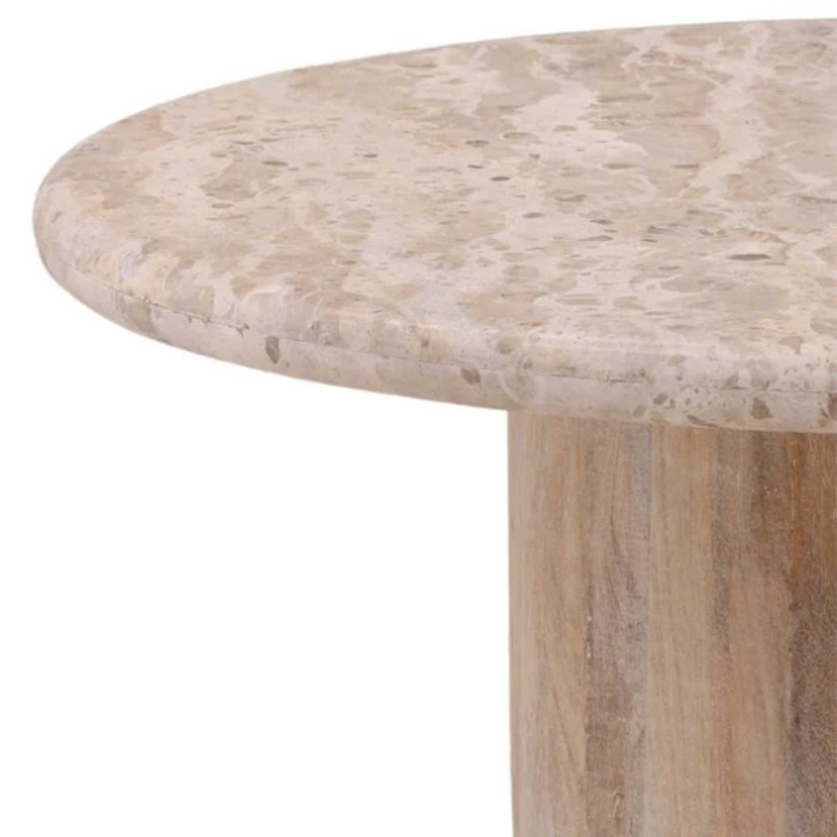 Outside The Box 36" Kiyomi Light Natural Mango Wood & Tendu Marble Round Coffee Table