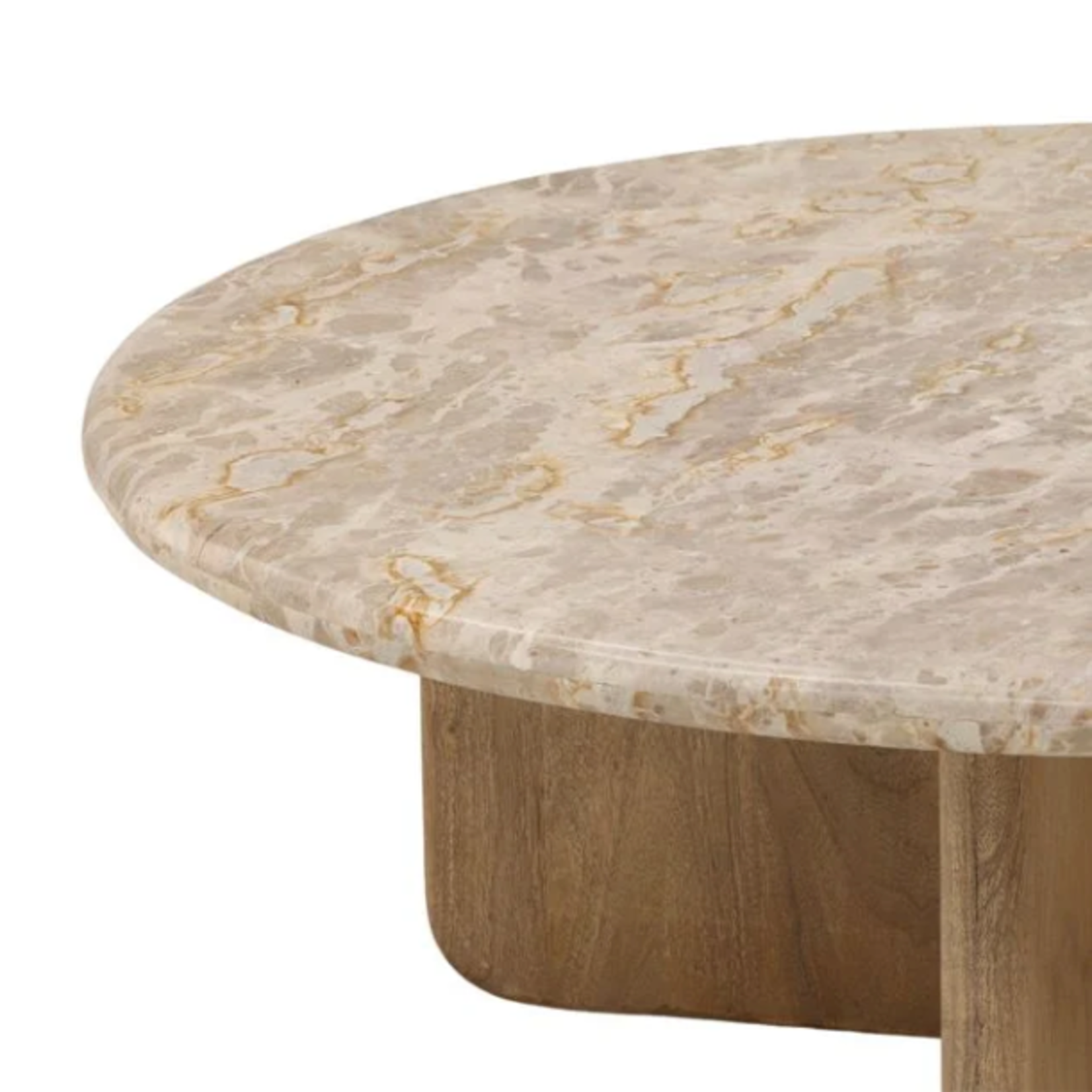 Outside The Box 48" Layna Tendu Marble & Solid Mango Wood Coffee Table