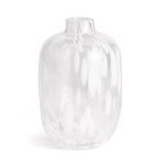 Outside The Box 7" Hensely Clear With White Glass Beads Oval Vase