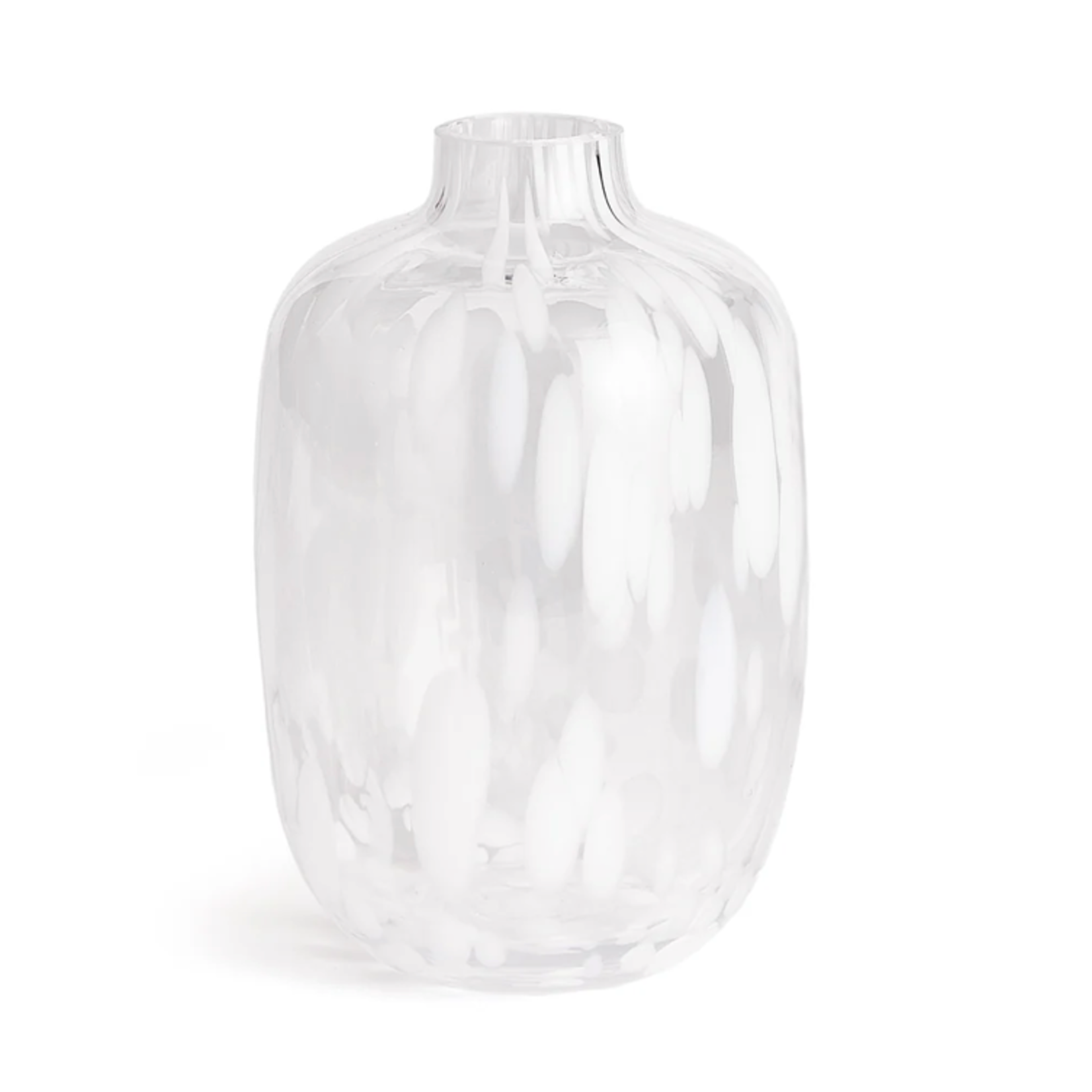 Outside The Box 7" Hensely Clear With White Glass Beads Oval Vase