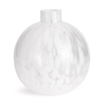 Outside The Box 11" Hensely Clear With White Glass Beads Round Vase