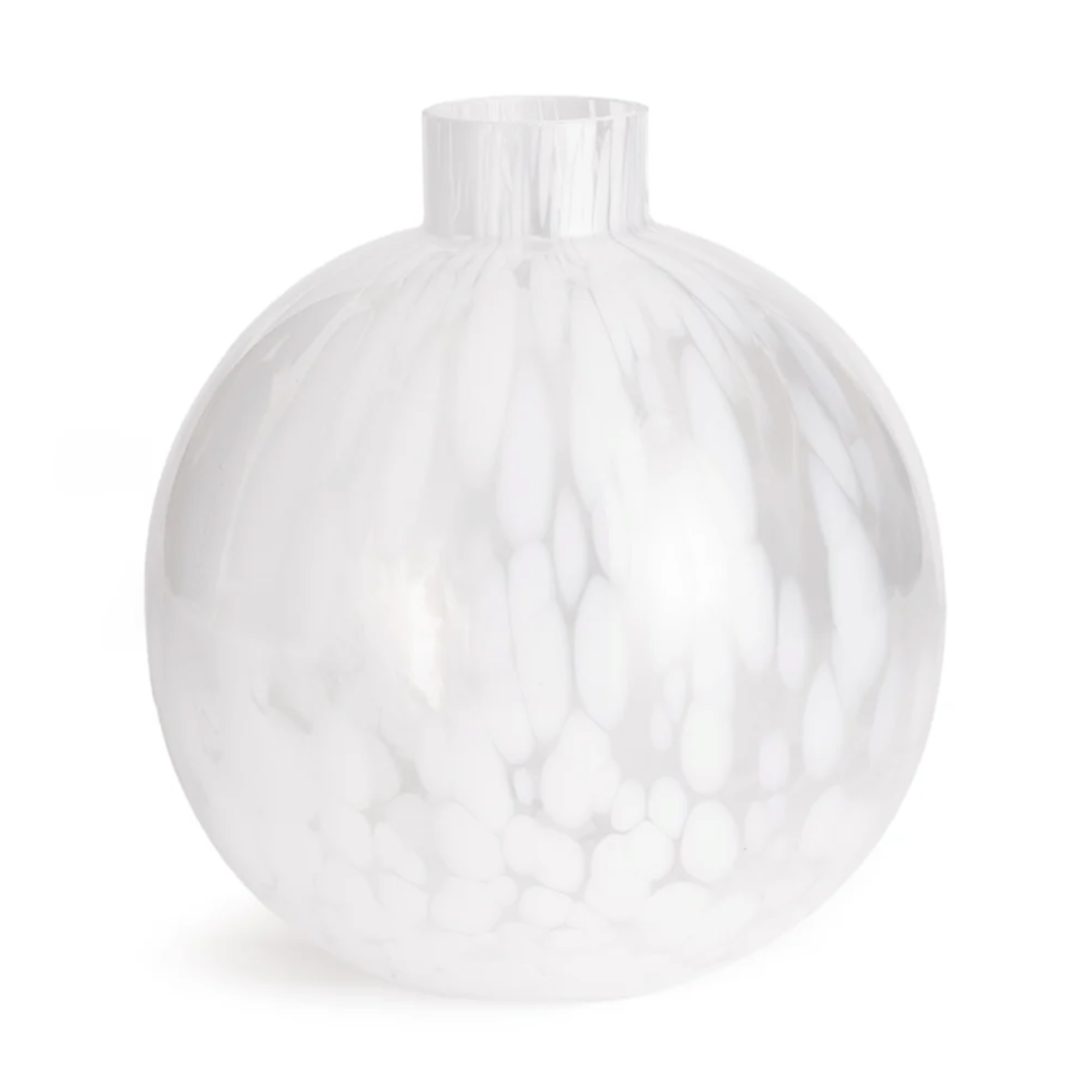 Outside The Box 11" Hensely Clear With White Glass Beads Round Vase