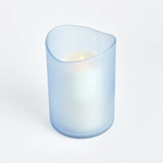 Outside The Box 9" Davenport Blue Frosted Glass Candle Holder / Hurricane