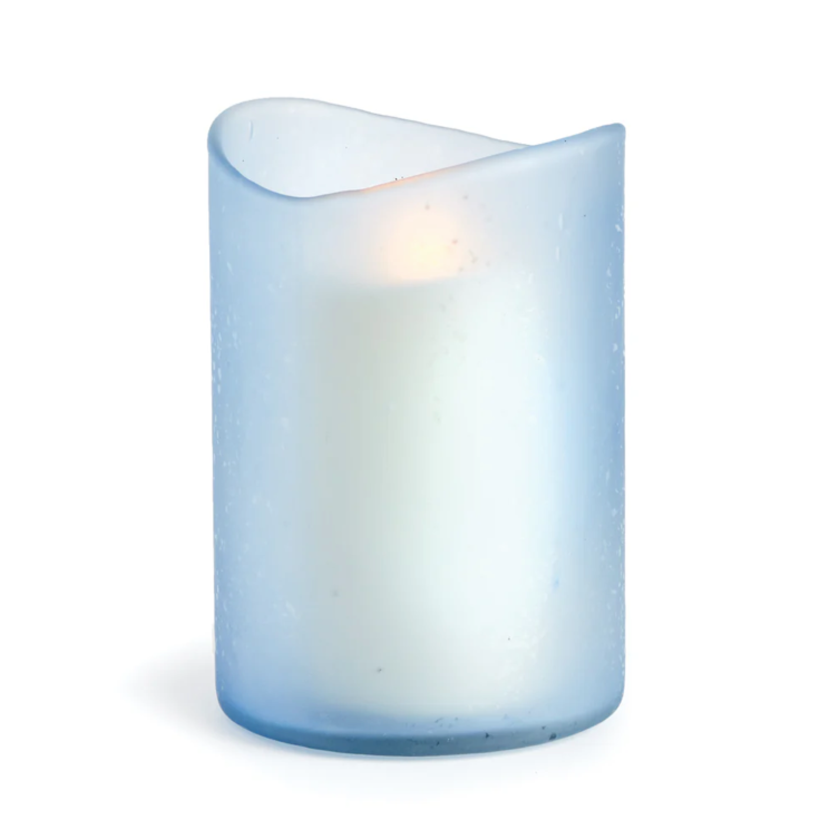 Outside The Box 9" Davenport Blue Frosted Glass Candle Holder / Hurricane