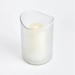 Outside The Box 9" Davenport White Frosted Glass Candle Holder / Hurricane