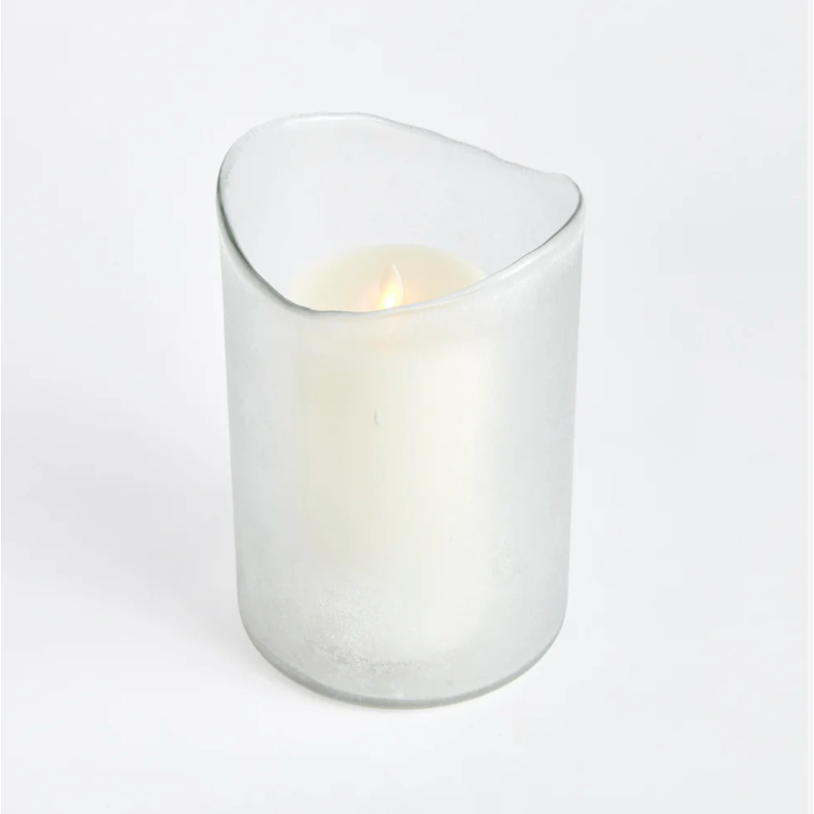 Outside The Box 9" Davenport White Frosted Glass Candle Holder / Hurricane