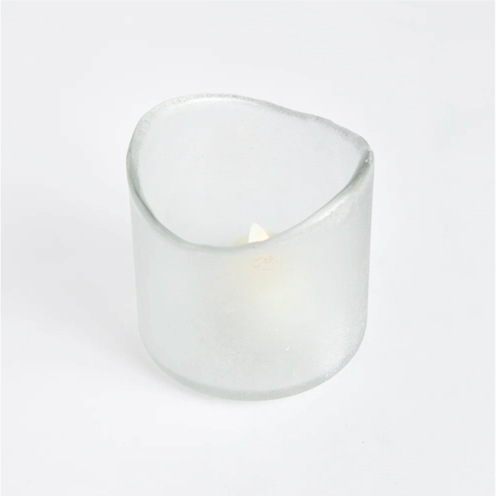 Outside The Box 4" Davenport White Frosted Glass Candle Holder / Hurricane