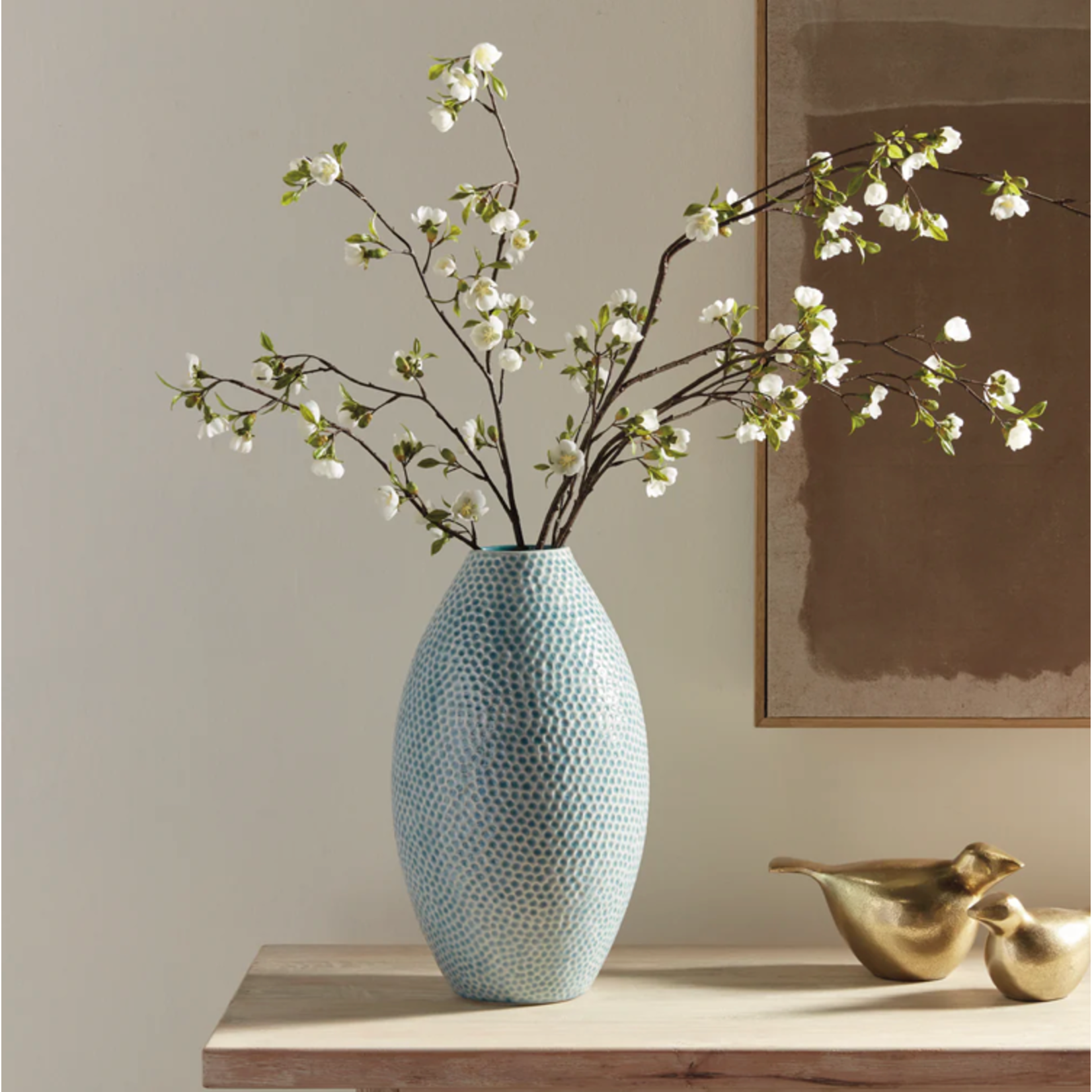 Outside The Box 16" Miro Aqua Blue Organic Dot Texture Vase