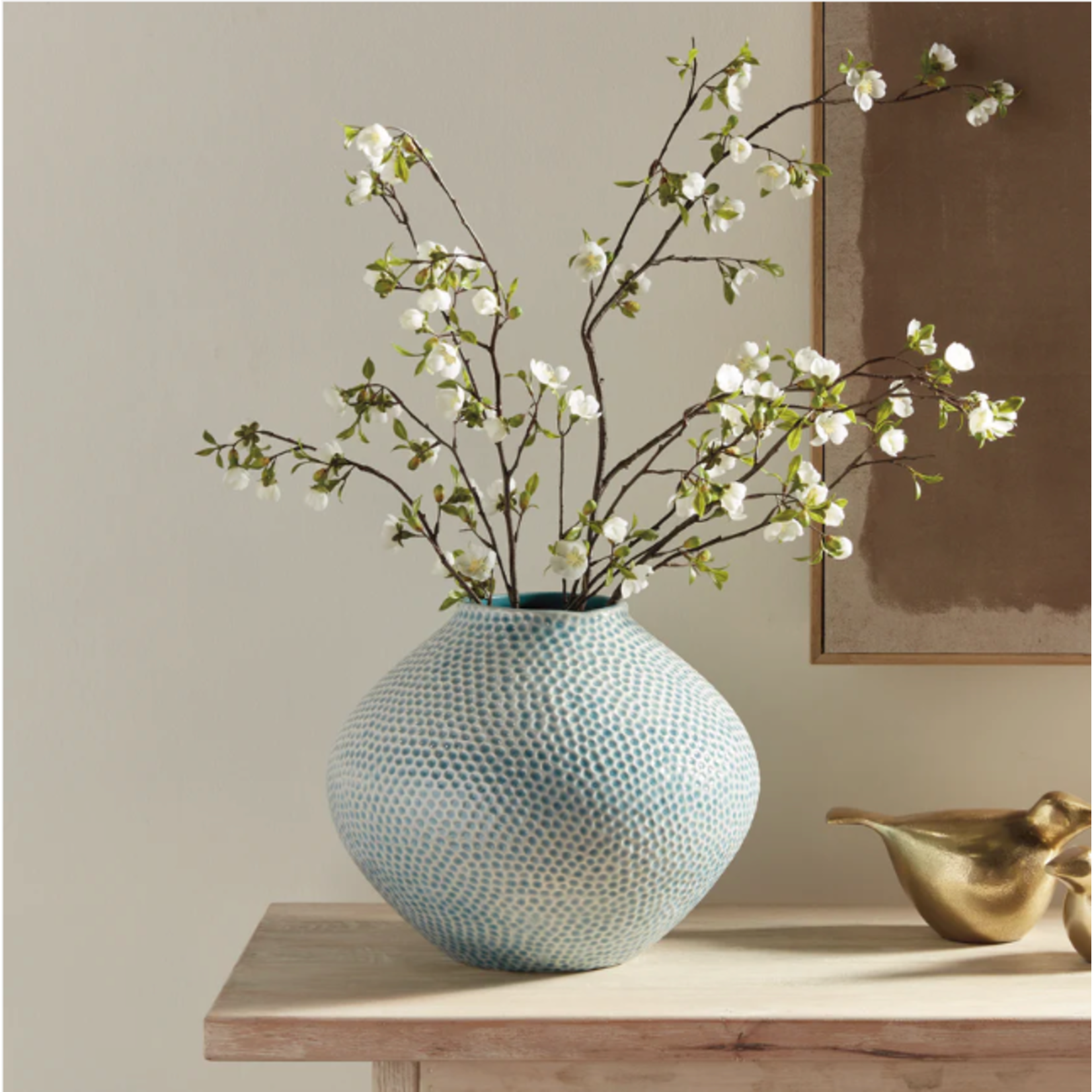 Outside The Box 12" Miro Aqua Blue Organic Dot Texture Vase