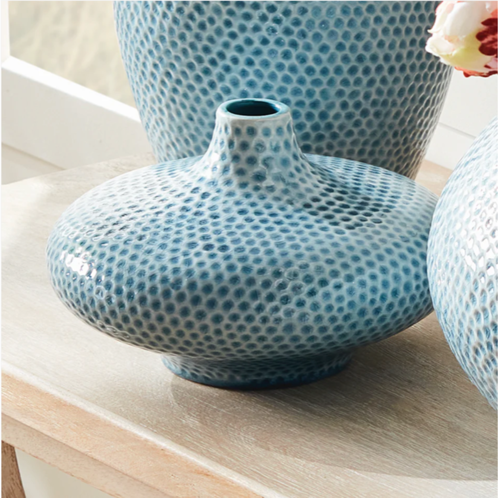 Outside The Box 6" Miro Aqua Blue Organic Dot Texture Vase