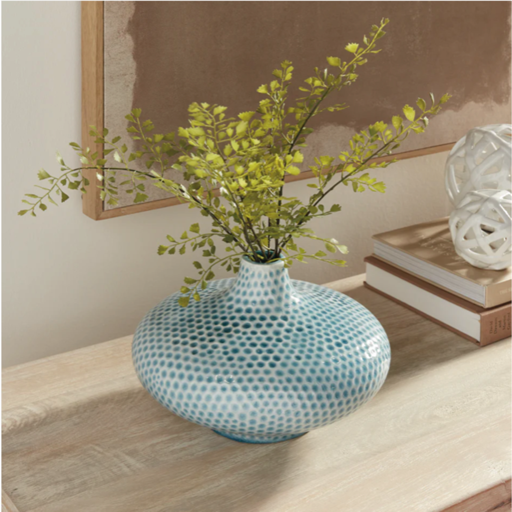 Outside The Box 6" Miro Aqua Blue Organic Dot Texture Vase