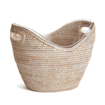 Outside The Box 14" Burma Whitewash Rattan Beverage Tub