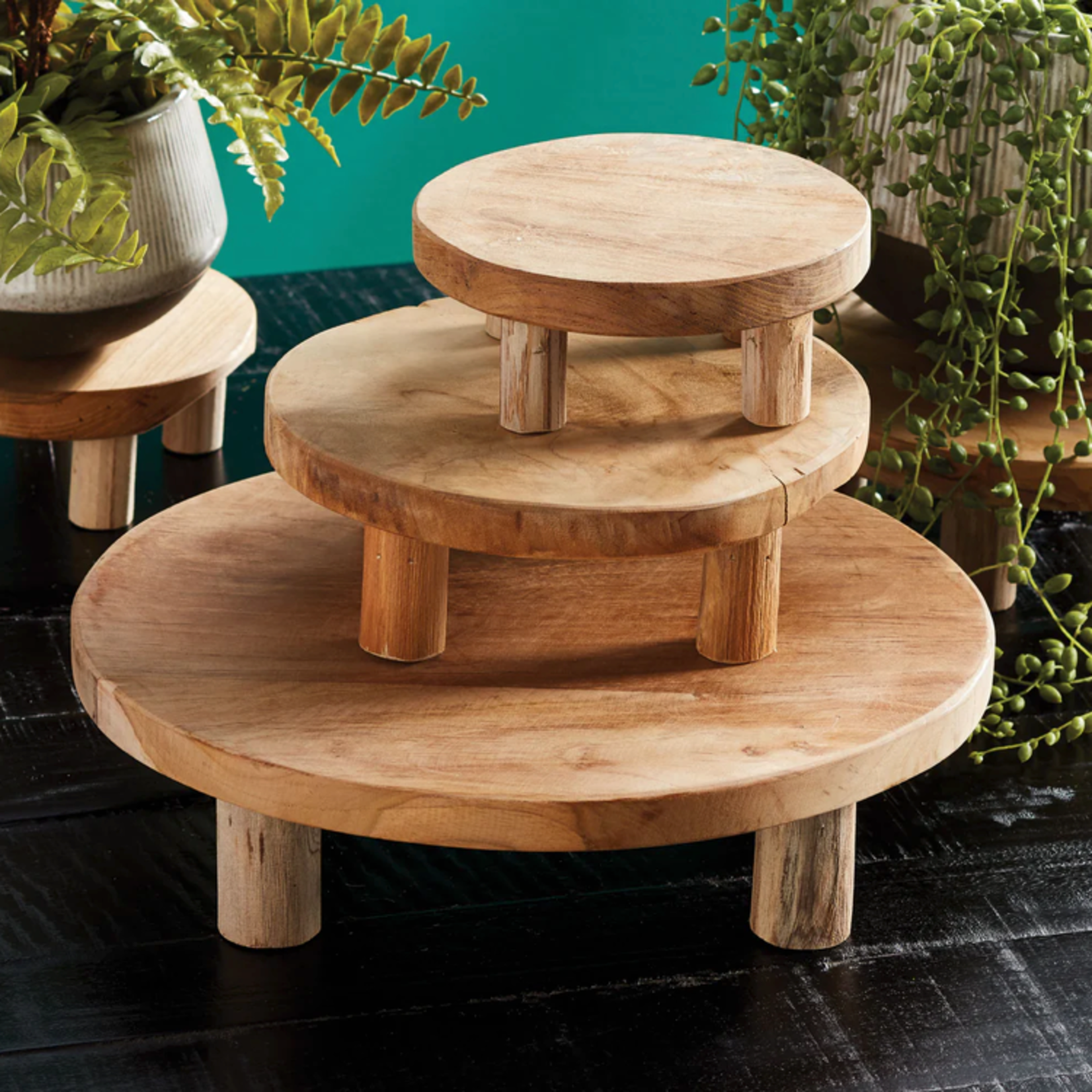 Outside The Box 6" Lida Natural Teak Wood Stand