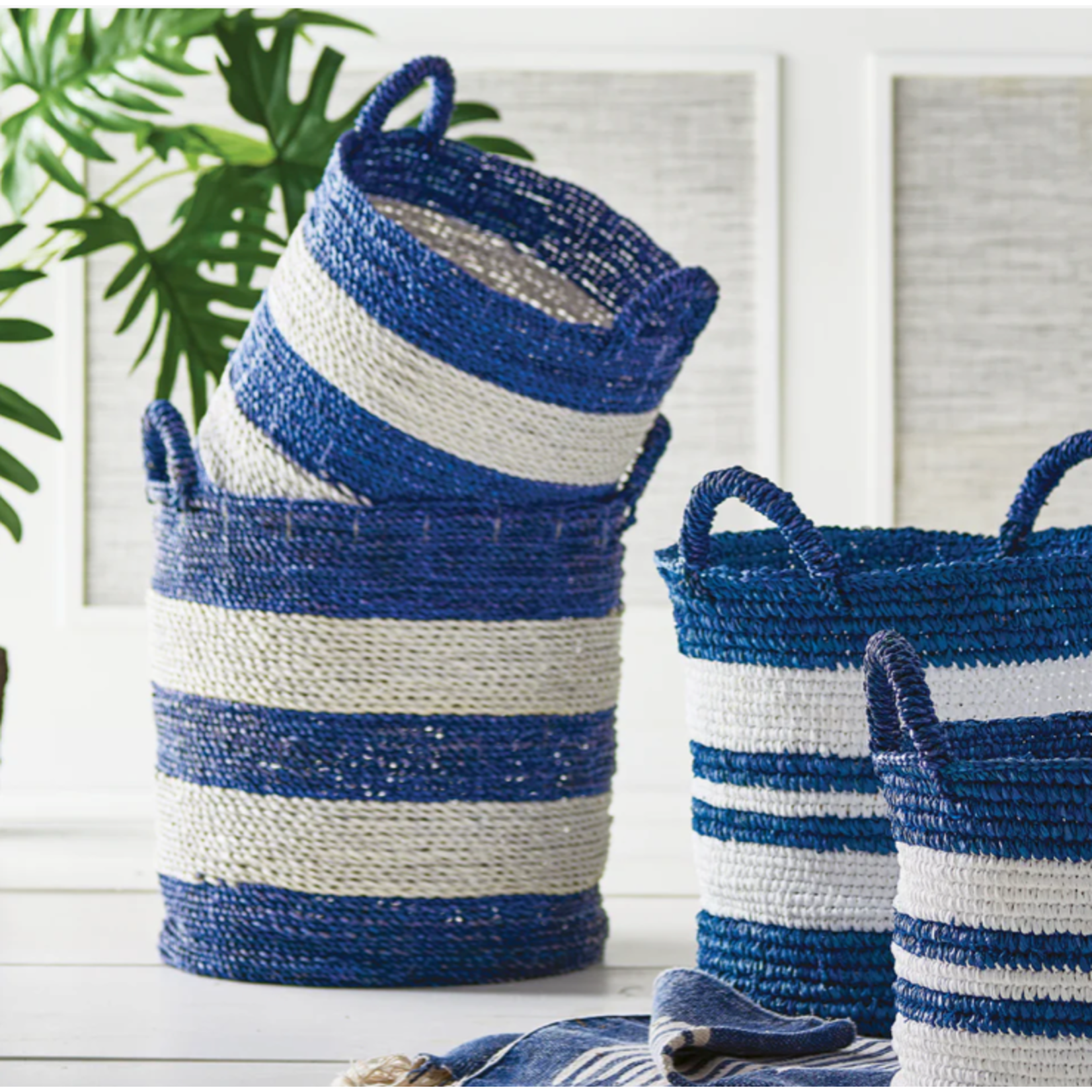 Outside The Box 18" Barclay Butera Blue & White Tote Adore Utility Basket