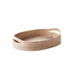 Outside The Box 18" Burma Whitewash Rattan Oval Serving Trays