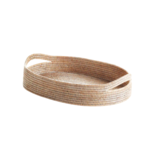 Outside The Box 20" Burma Whitewash Rattan Oval Serving Trays