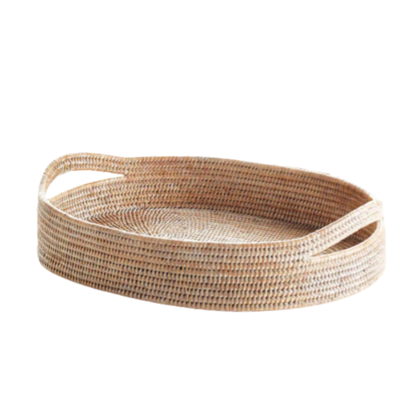 Outside The Box 22" Burma Whitewash Rattan Oval Serving Trays