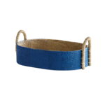 Outside The Box 23" Tiana Indigo & Natural Seagrass Hand-Crafted Oval Tray