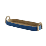 Outside The Box 33" Tiana Indigo & Natural Seagrass Hand-Crafted Long Oval Tray