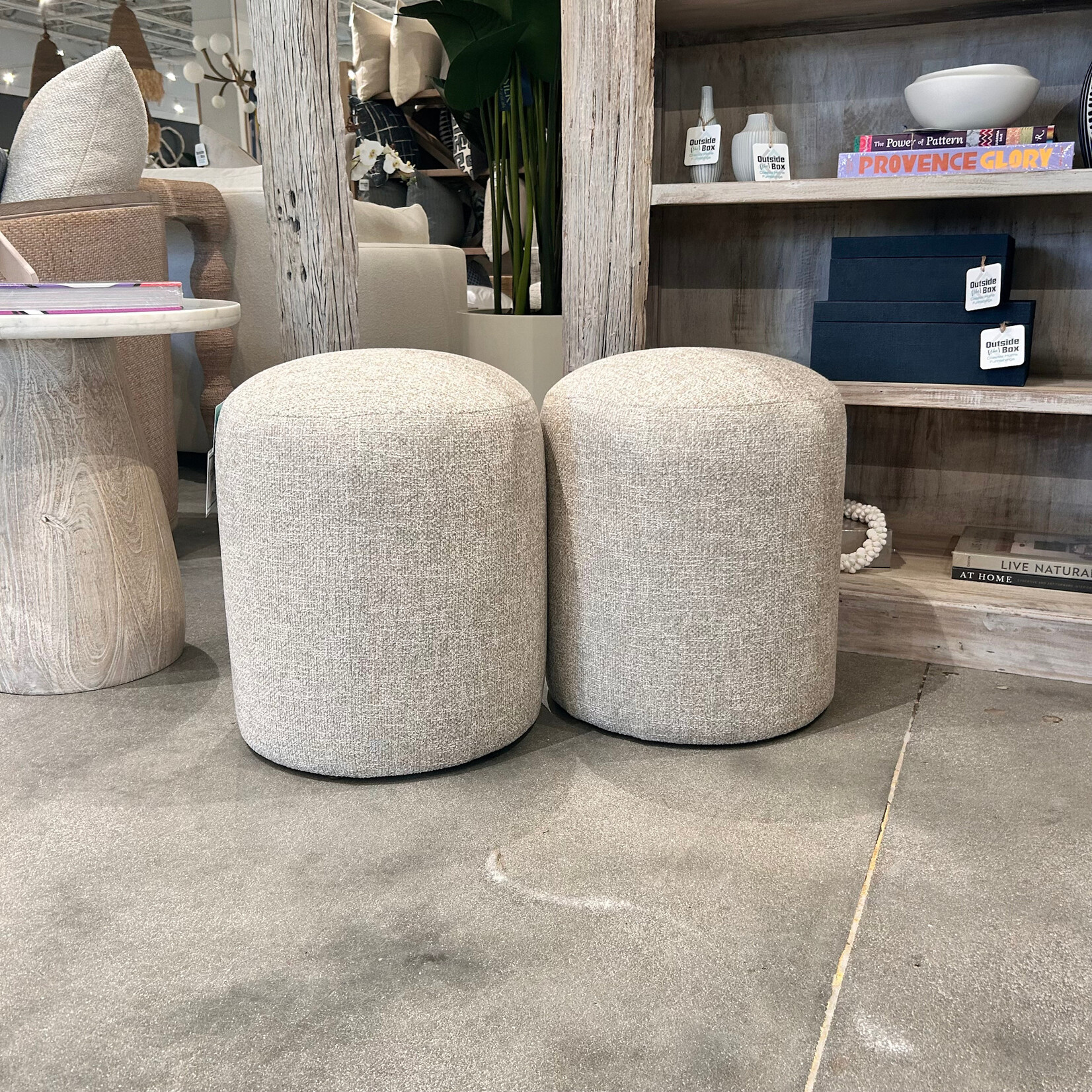 Outside The Box 17x19 Cleo Sand Kid Proof Performance Round Ottoman CF105-50 (X)