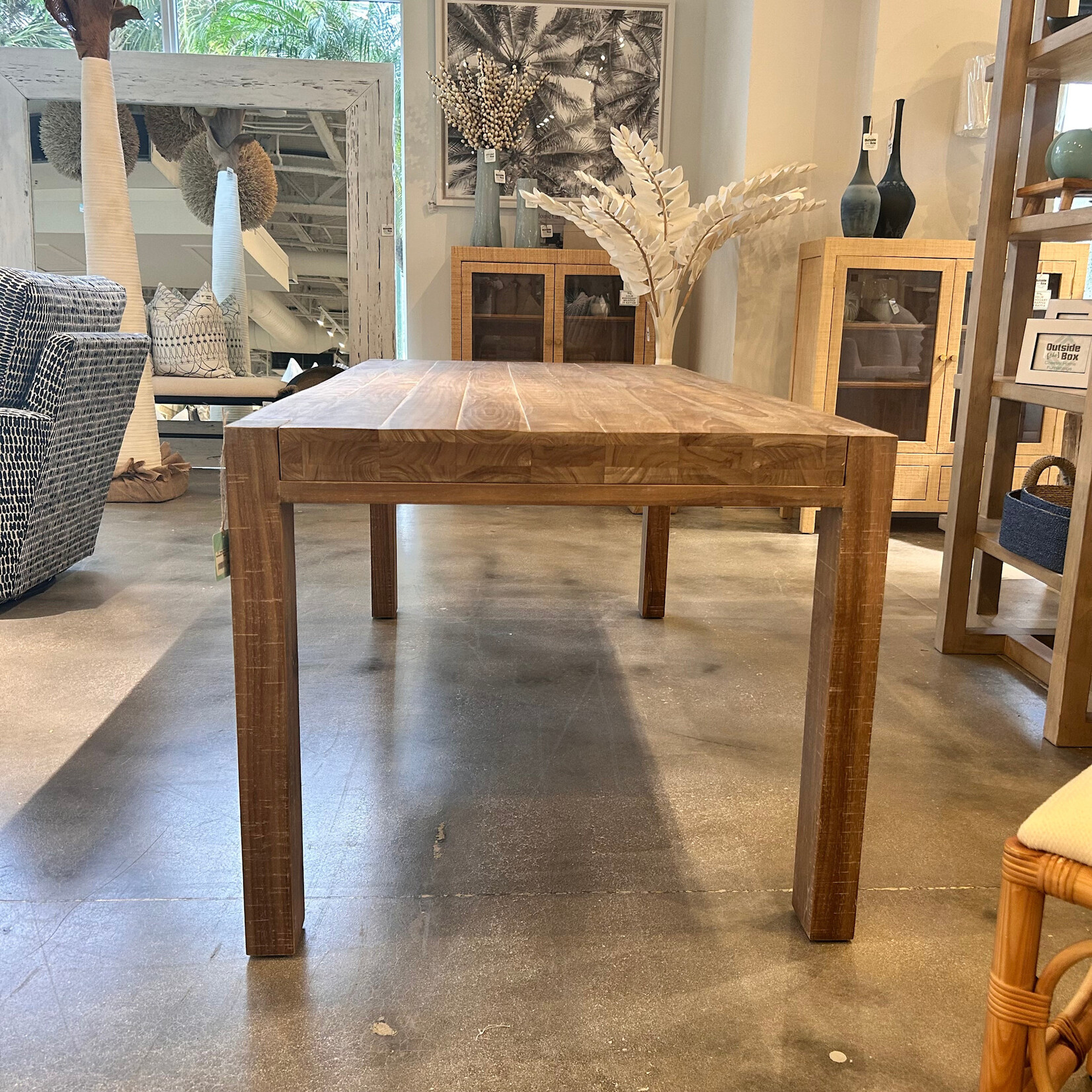 Outside The Box 72" Tuscan Solid Teak Wood Rectangular Dining Table In White Wash