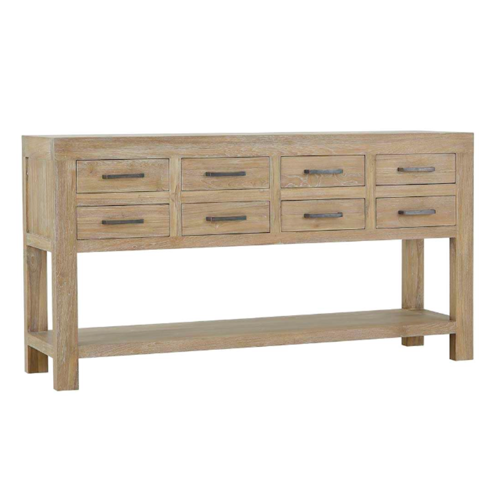 Outside The Box 67x18x31 Tuscan Solid Teak Wood 8 Drawer Console Table In White Washed - TWW