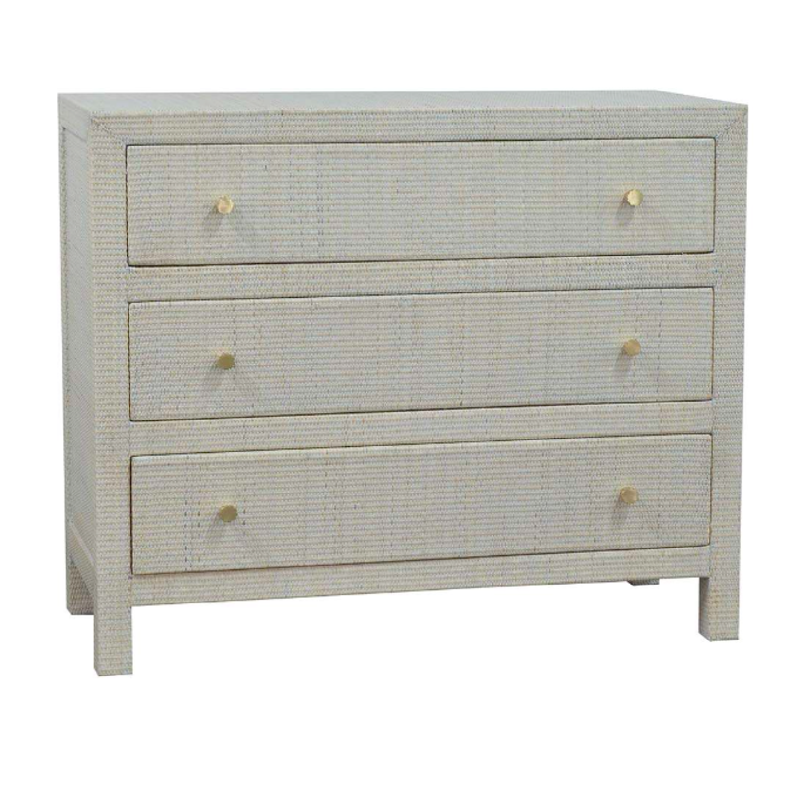 Outside The Box 42x18x35 Kagu Mahogany 3 Drawer Dresser Wrapped In White Rattan - RT01