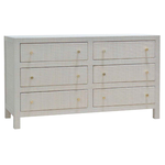 Outside The Box 58x20x34 Kagu Mahogany 6 Drawer Dresser Wrapped In White Rattan - RT01