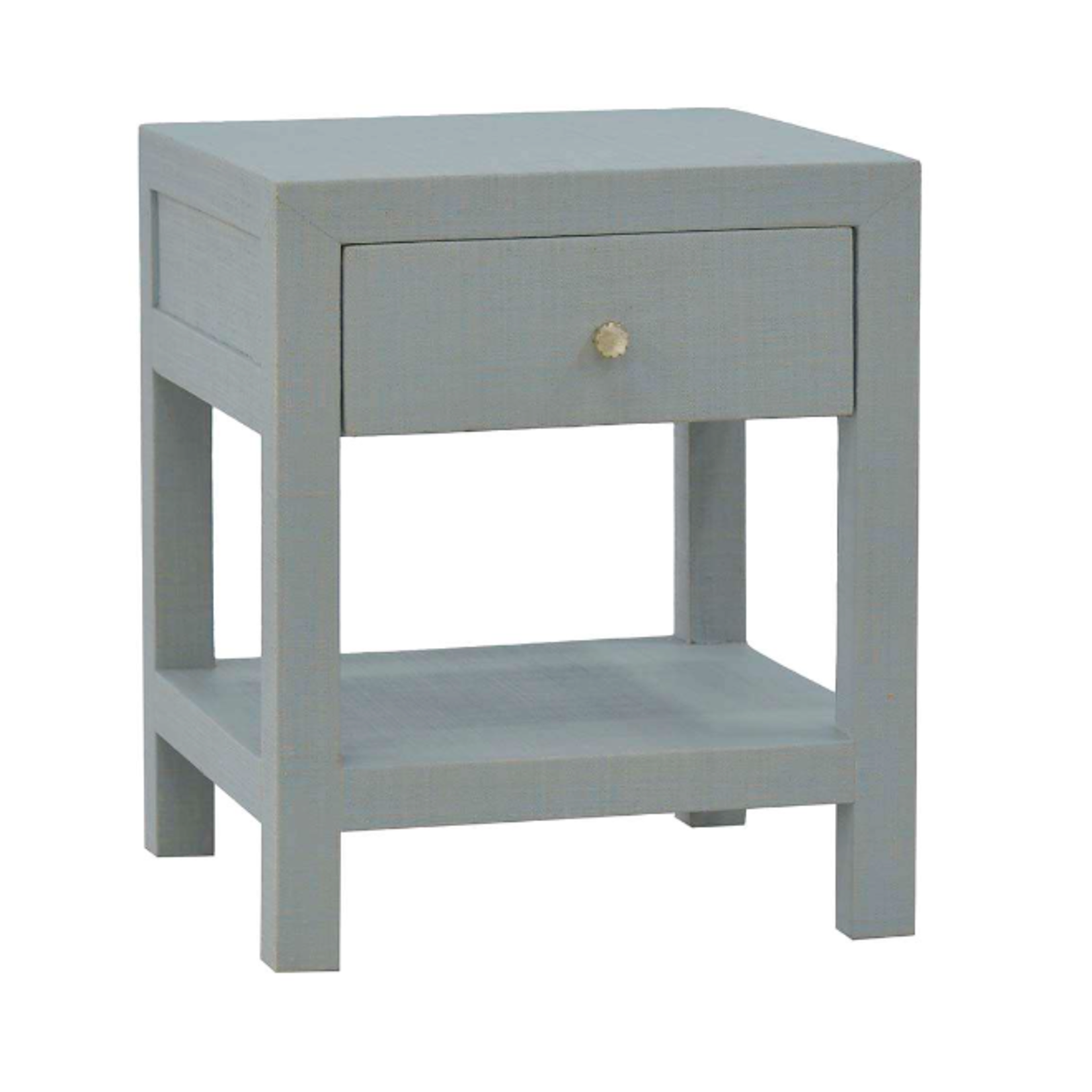 Outside The Box 20x20x24 Set Of 2 Kagu Mahogany 1 Drawer Nightstand Raffia Wrapped In Pale Blue Wash - RFPB (QS)