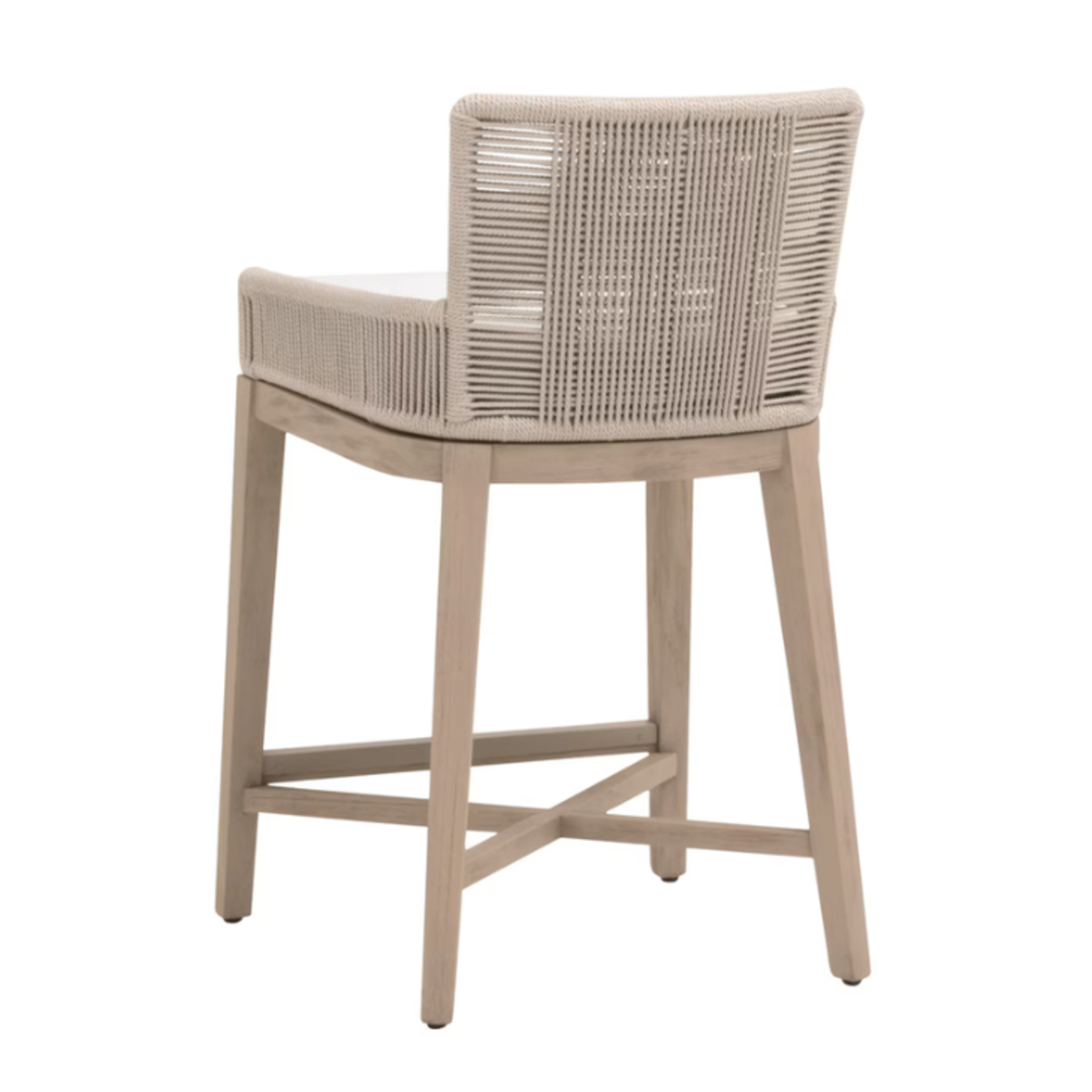 Outside The Box 27" Overlay White Speckle Performance  Fabric & Teak Indoor / Outdoor Counter Stool