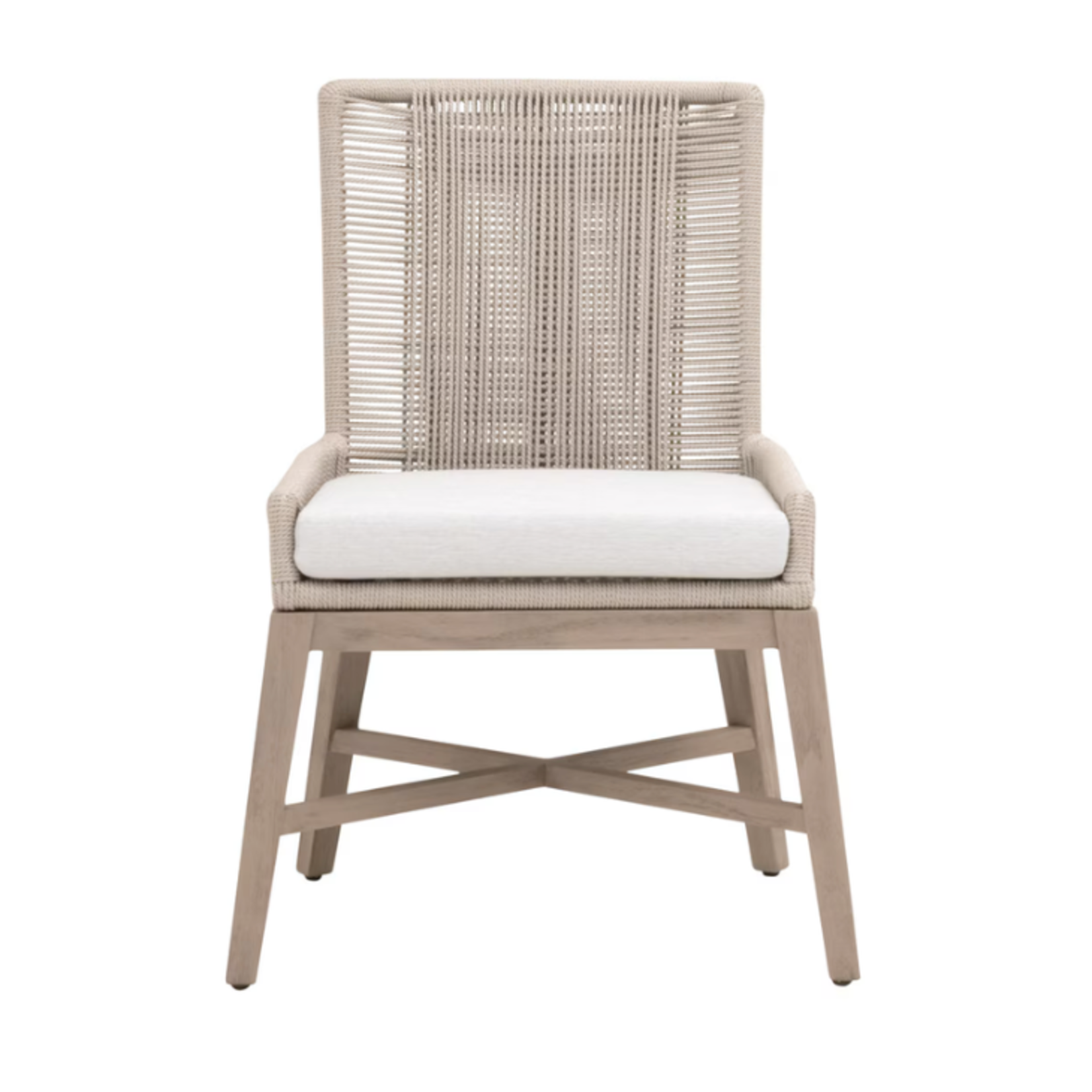 Outside The Box Overlay White Speckle Performance  Fabric & Teak Indoor / Outdoor Dining Chair