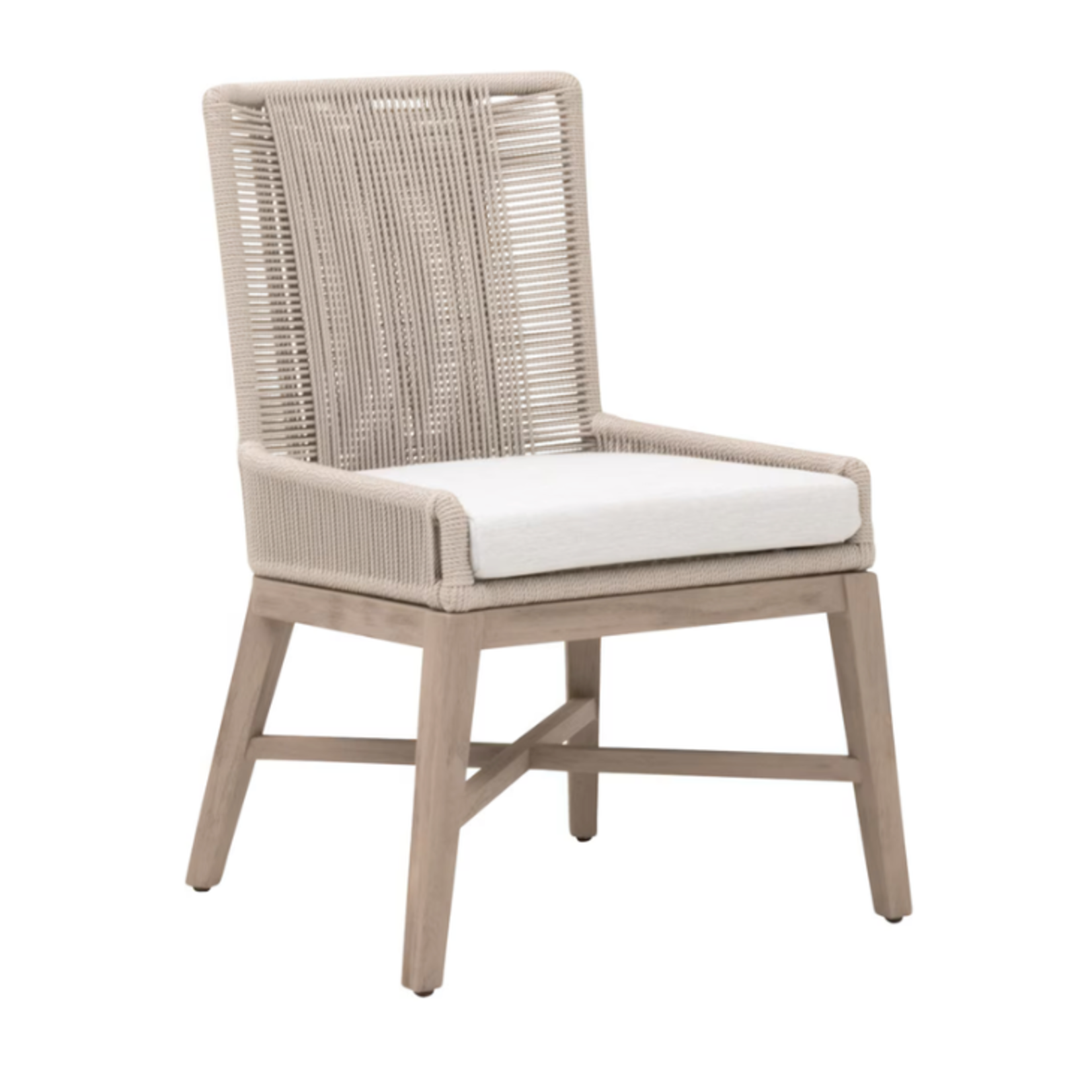 Outside The Box Overlay White Speckle Performance  Fabric & Teak Indoor / Outdoor Dining Chair