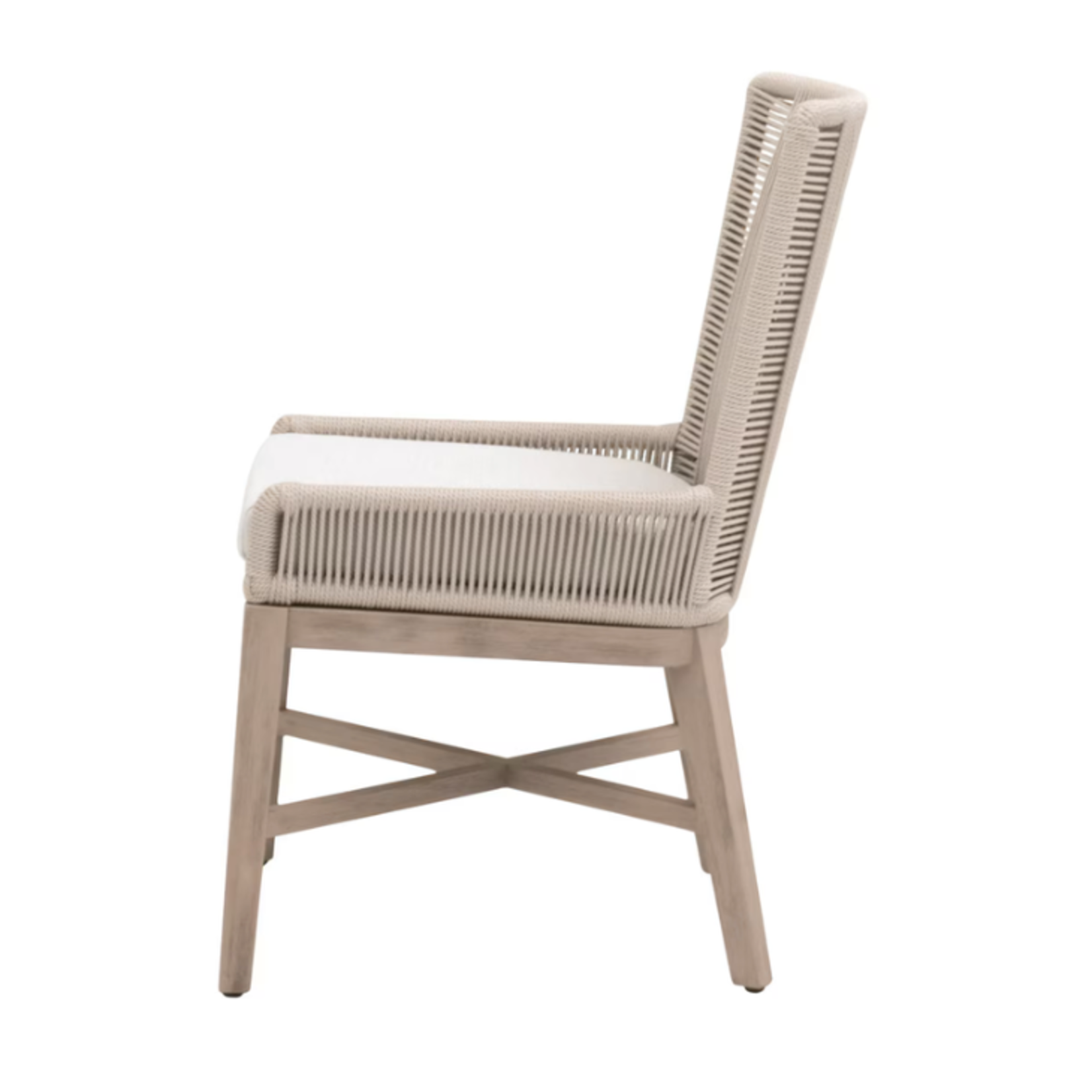 Outside The Box Overlay White Speckle Performance  Fabric & Teak Indoor / Outdoor Dining Chair