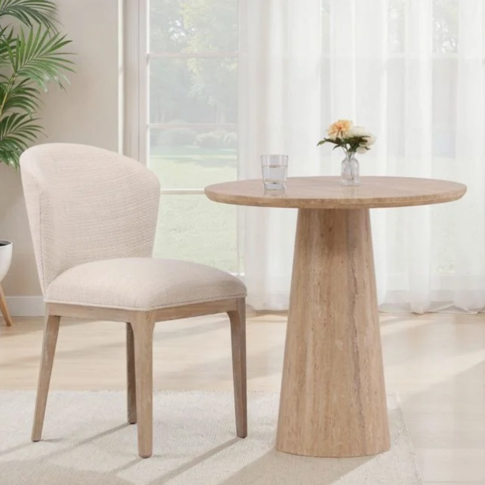 Outside The Box 30" Priscilla Travertine Round Bistro Table
