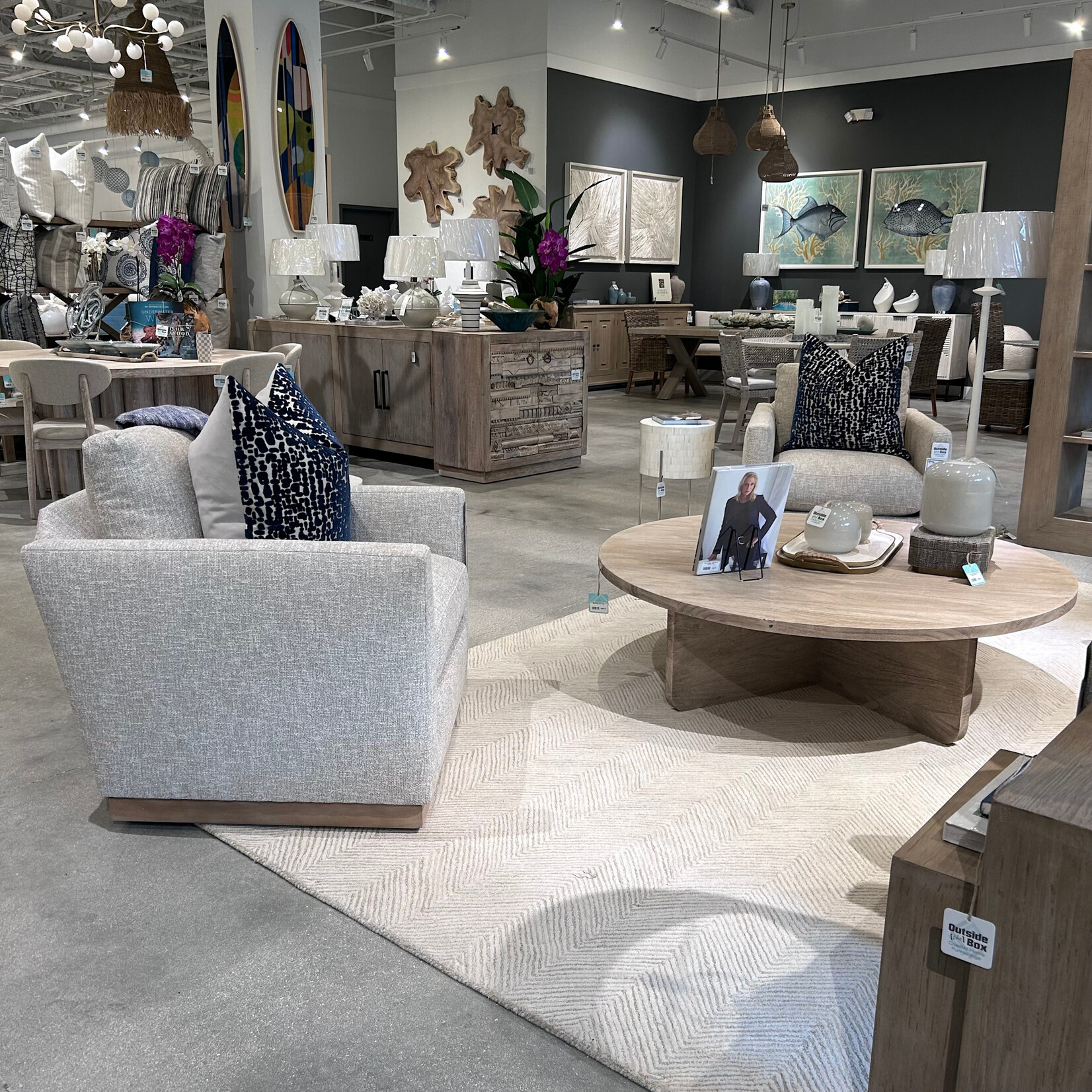 Outside The Box Allie Sand Kid Proof Performance Upholstered Cloud Swivel Chair Washed Oak Base CF105-50 (X)