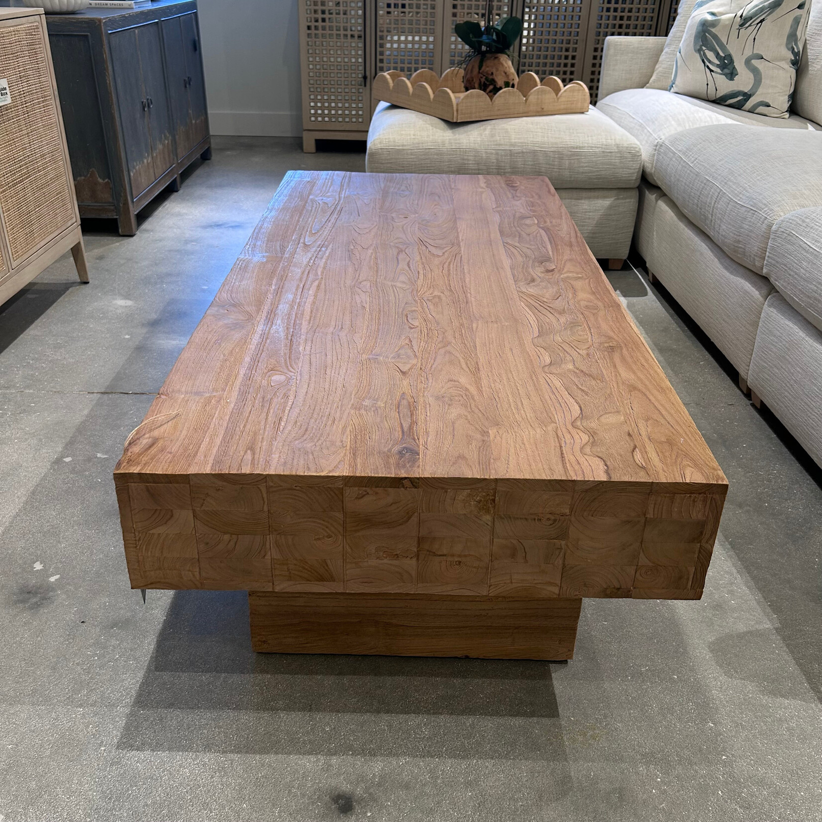 Outside The Box 67x31x18 Tuscan Natural Solid Teak Wood Coffee Table In Weathered Distressed - TNT - TWD