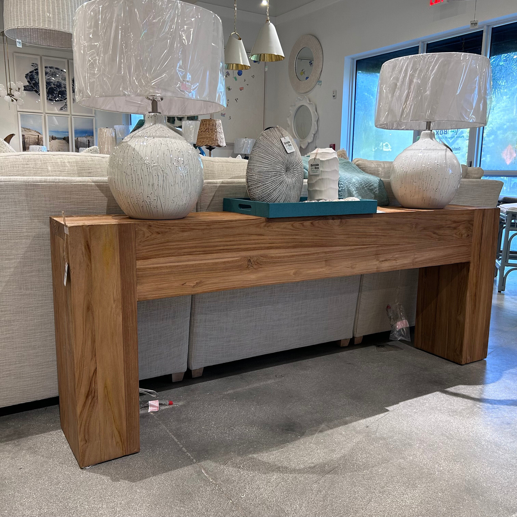 Outside The Box 79x12x30 Tuscan Solid Reclaimed Teak Wood Console In Natural - TNT