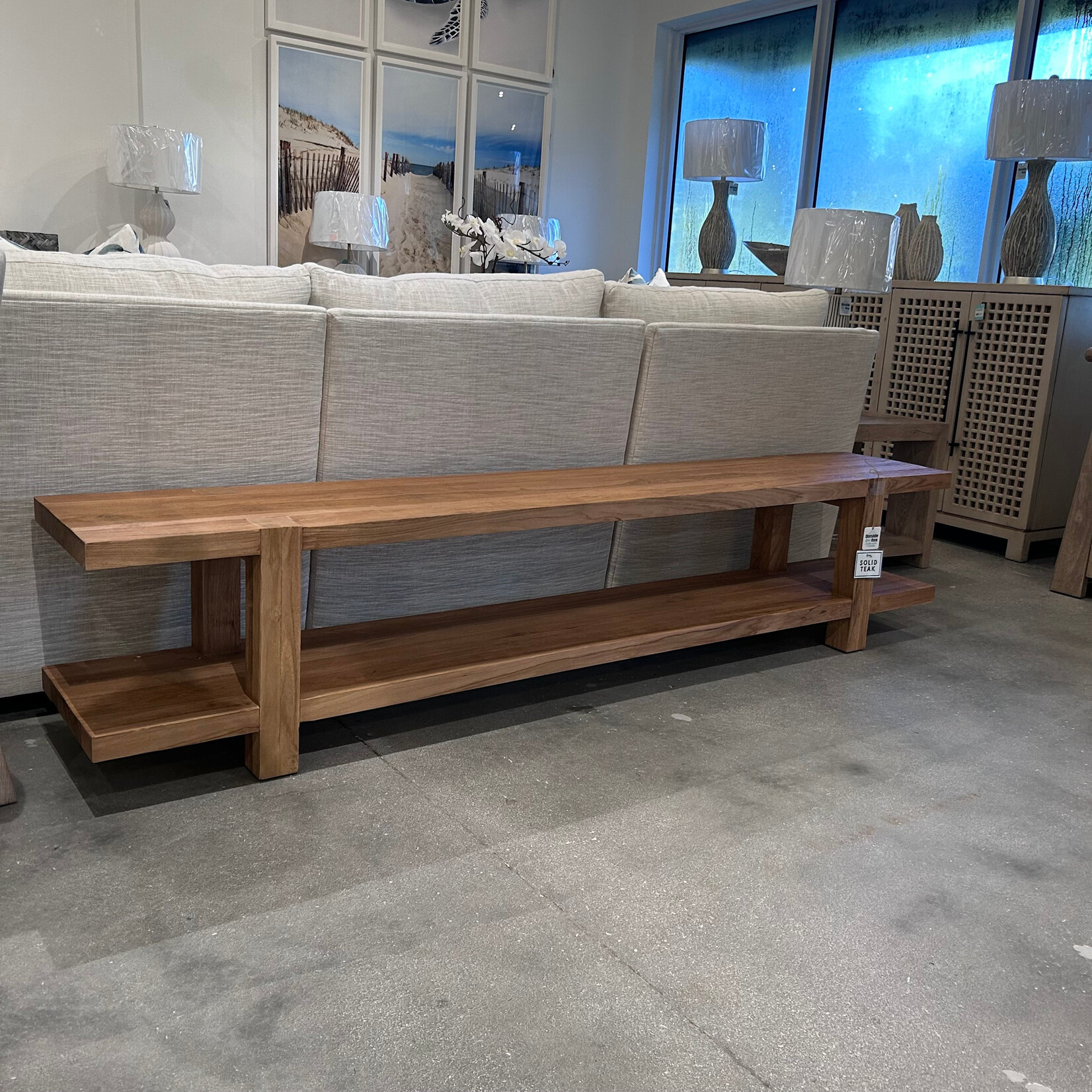 Outside The Box 94x16x20 Tuscan Natural Solid Teak Wood Console In Weathered Distressed - TNT - TWD