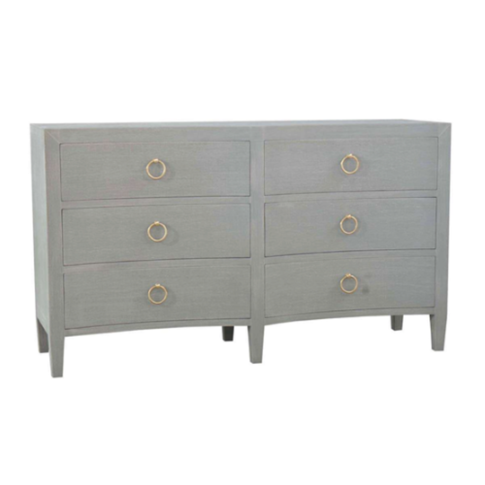 Outside The Box 69x20x40 Morning Mahogany 6 Drawer Linen Wrapped Dresser In Pale Blue