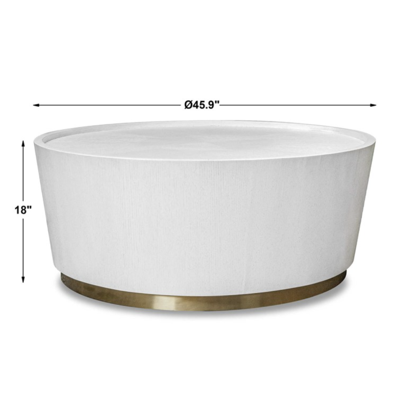Outside The Box 46" Cask Distressed Ivory Round Coffee Table