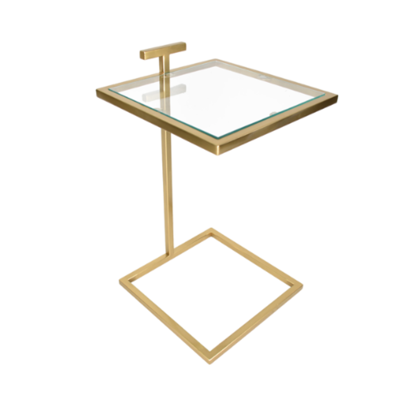 Outside The Box 15x26 Antique Gold & Glass Cocktail / Side Table