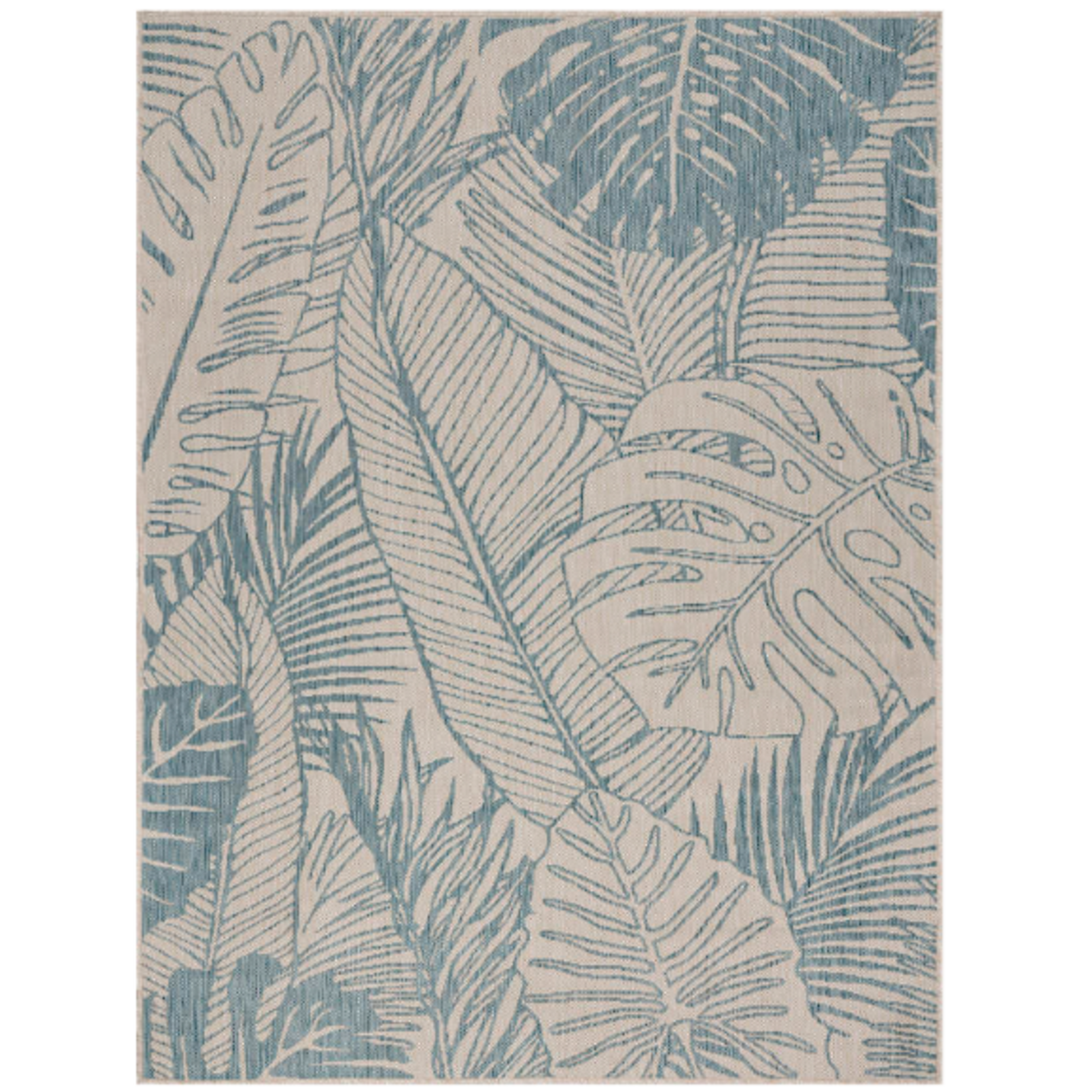 Outside The Box 7' 6" x 9' 5" Seaside 100% Polypropylene Area Rug In White / Aqua  - 81878