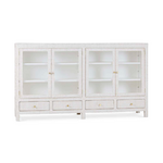 Outside The Box 84x16x48 Kagu Rattan 4 Door Low Cabinet In White Wash - RWWS