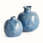 Outside The Box 6" & 5" Set Of 2 Narine Blue Glaze Hand Crafted Ceramic Vases