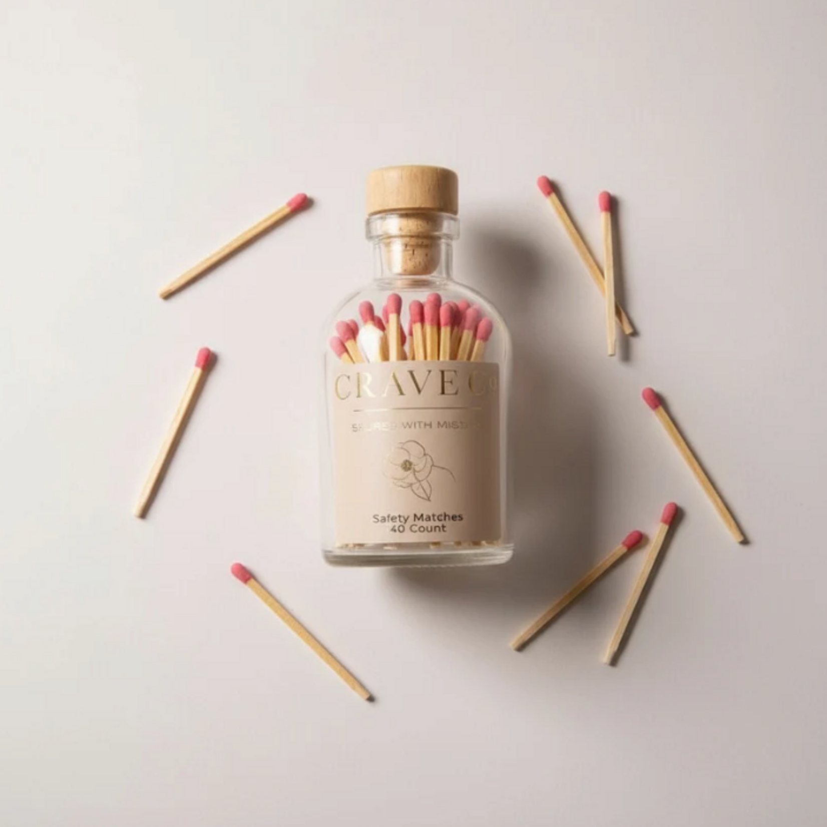 Outside The Box Crave Pink Matches In A Glass Bottle