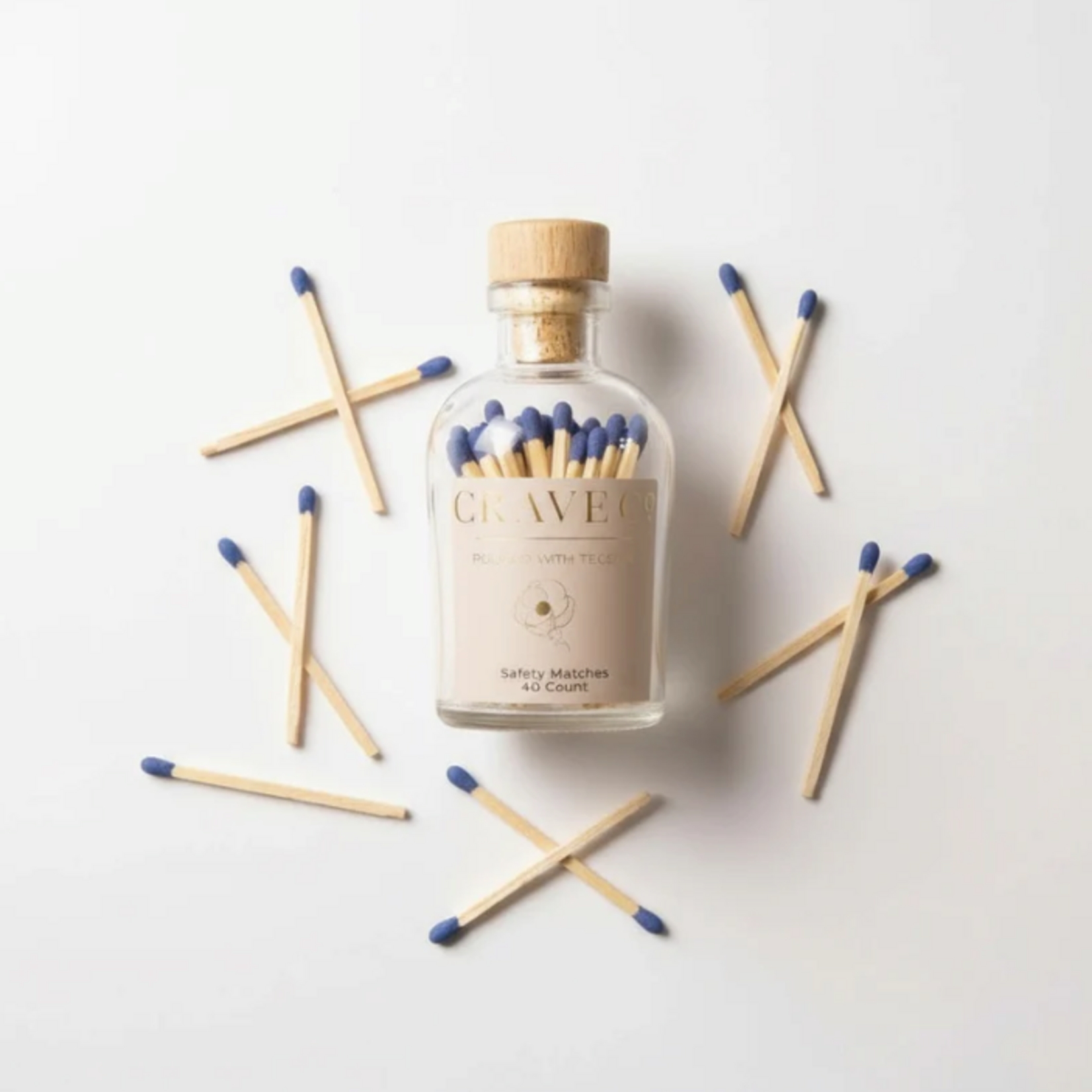 Outside The Box Crave Navy Matches In A Glass Bottle