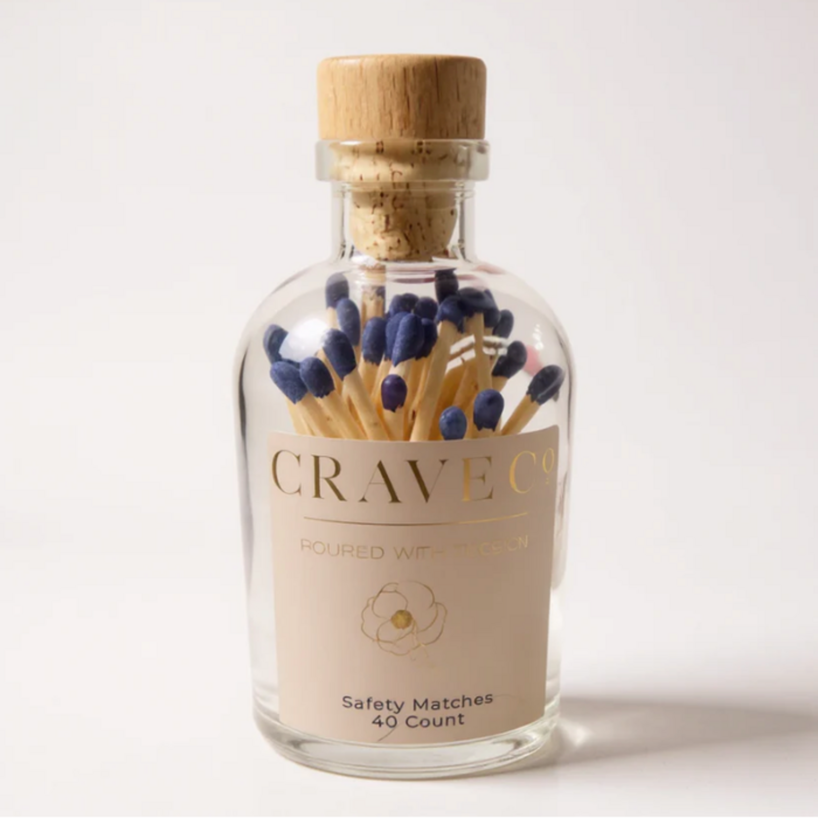 Outside The Box Crave Navy Matches In A Glass Bottle
