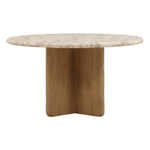 Outside The Box 54" Layna Tendu Marble & Solid Mango Wood Dining Table