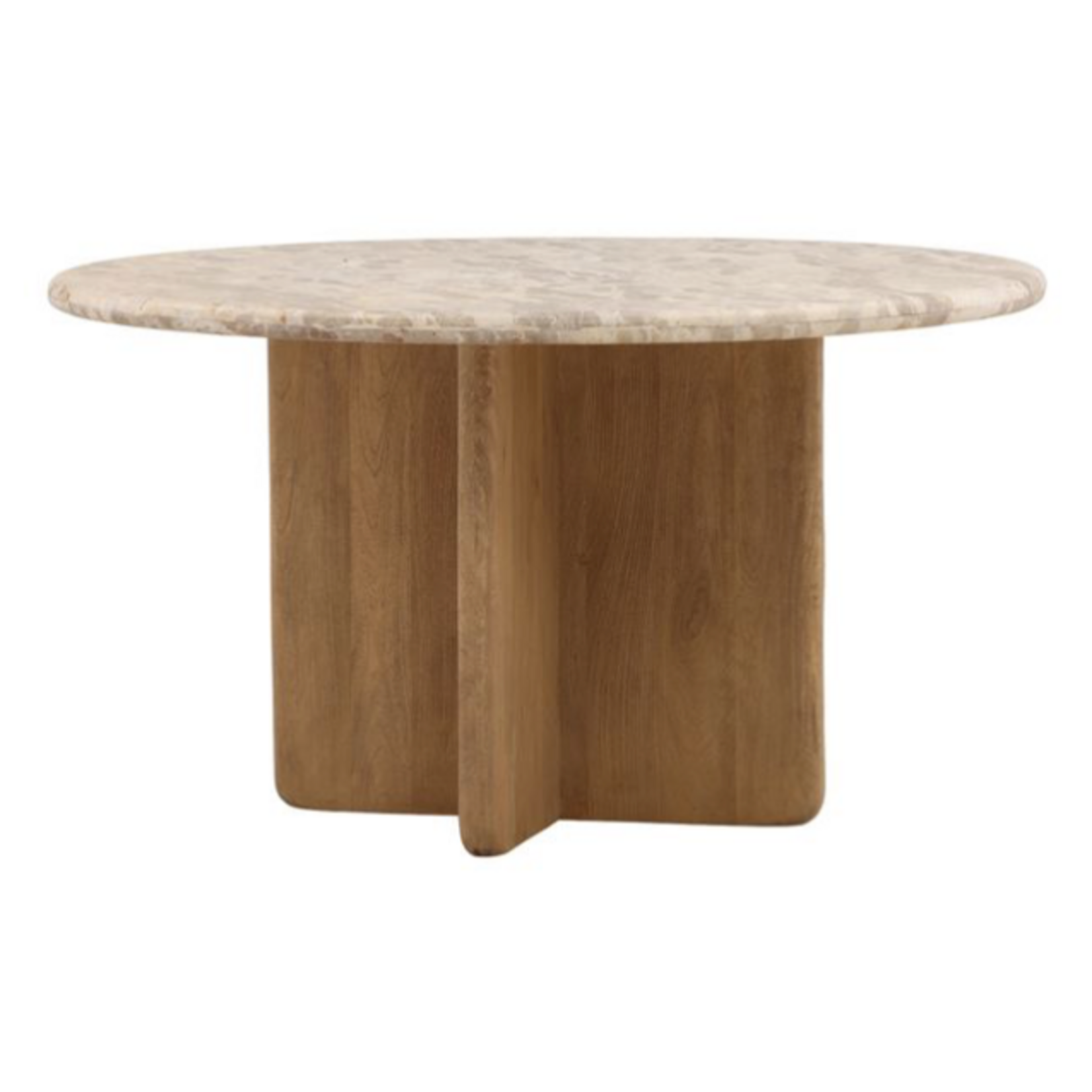 Outside The Box 54" Layna Tendu Marble & Solid Mango Wood Dining Table
